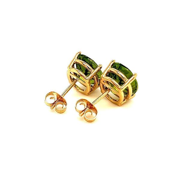 Oval Shape Peridot Stud Earrings 14k Y Gold 5.20 CTW Certified $3,950 211184 - Picture 6 of 8